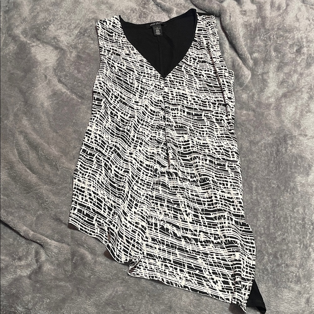 White House Black Market Asymmetrical Black and White Dress